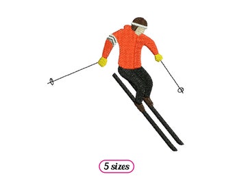 Slalom Skier Machine Embroidery design - 5 sizes - INSTANT DOWNLOAD