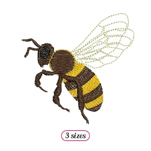 Mini Realistic Flying Bee Side View Machine Embroidery design - 3 sizes - INSTANT DOWNLOAD