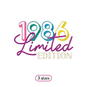 1986年40周年記念ロゴ刺繍デザイン - 3サイズ - 即時ダウンロード