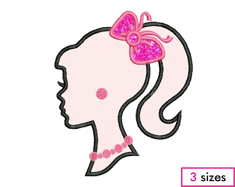 Barbie Applique Machine Embroidery Design Girl Barbie Doll Etsy