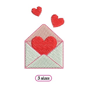 Diseño de bordado a máquina de mini sobre con corazones - 3 tamaños - DESCARGA INMEDIATA