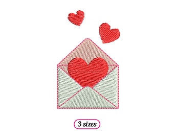 Mini Envelope with Hearts Machine Embroidery design - 3 sizes - INSTANT DOWNLOAD