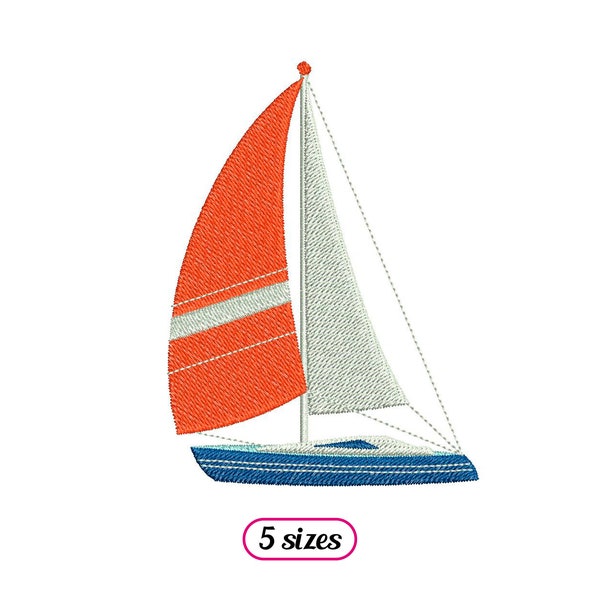 Detailed Sailboat Machine Embroidery – Realistic Sailing Boat – Sail Boat Beautiful Sail – Naval Pattern - Nautical Embroidery - Download