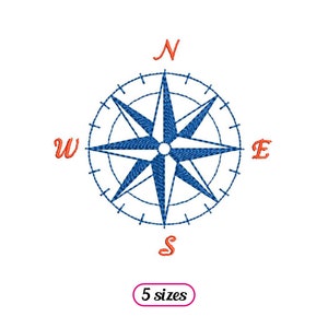 Motif de broderie Machine rose des vents - 5 tailles - TÉLÉCHARGEMENT IMMÉDIAT
