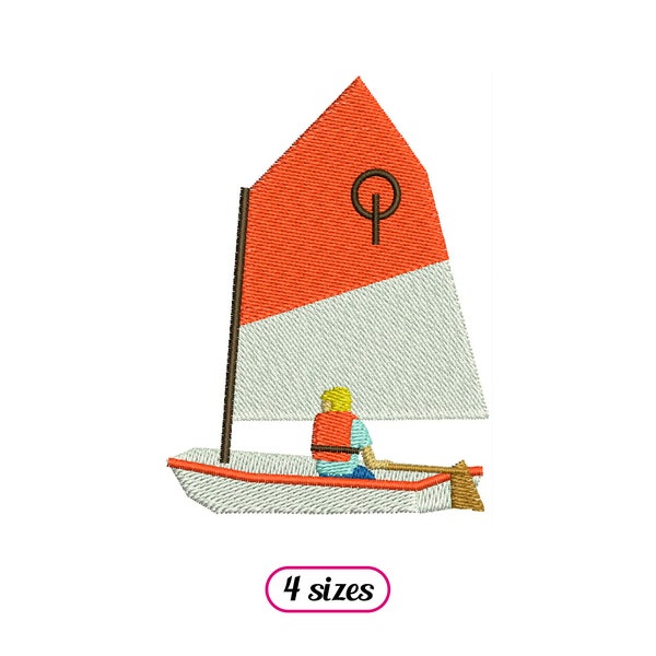 Optimist Boat Machine Embroidery design - 4 sizes - INSTANT DOWNLOAD