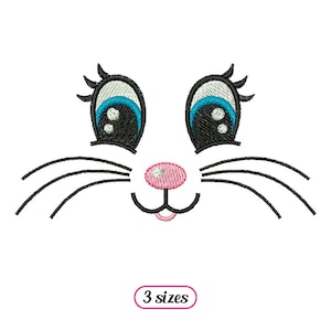 Bunny Face Machine Embroidery design – Cute Rabbit Face – Cat Mask Expression – Easter Animal Doll Eyes Nose Whiskers - INSTANT DOWNLOAD