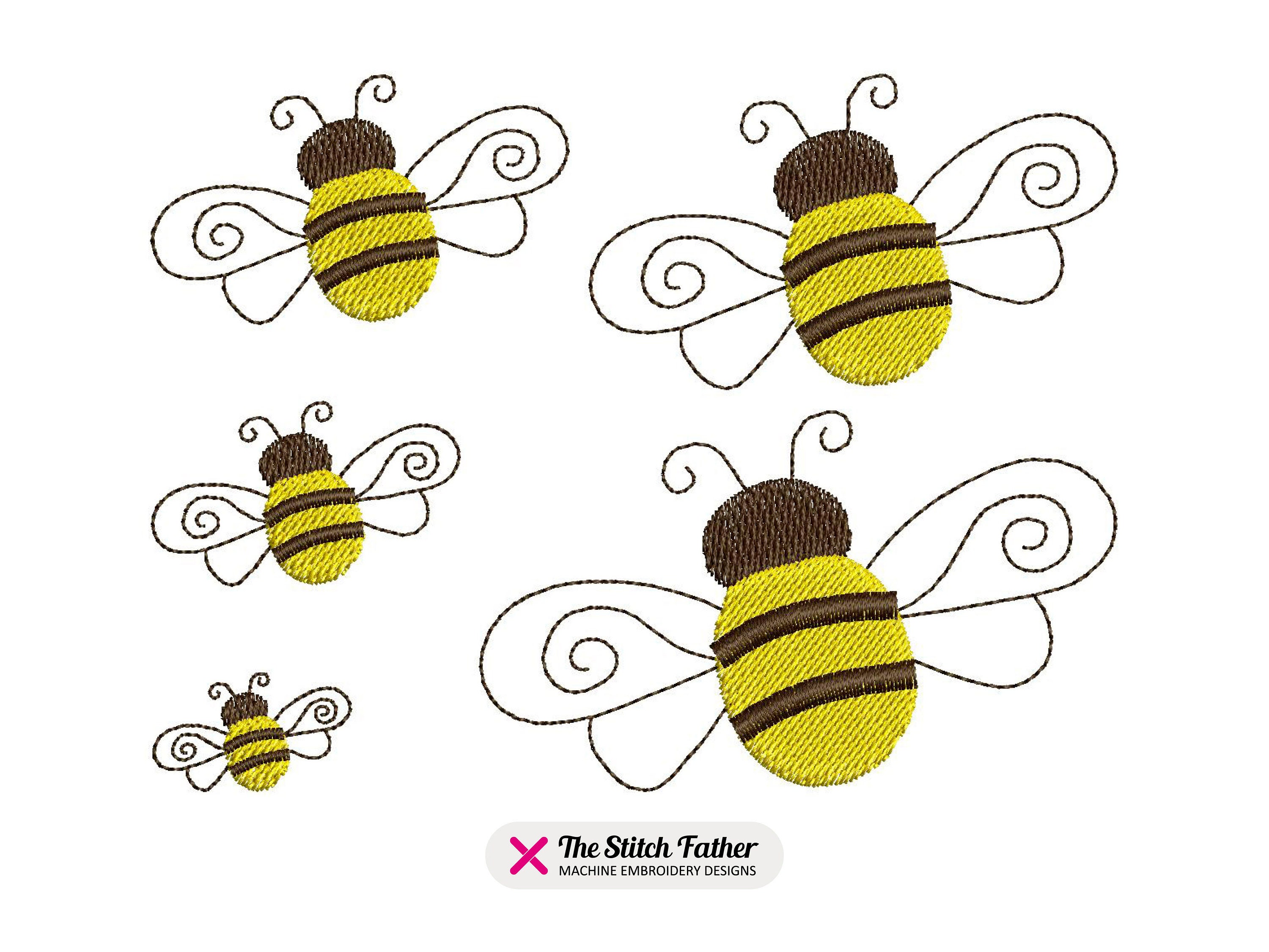 Cute Flying Bee Machine Embroidery Design - 5 Sizes - INSTANT DOWNLOAD ...