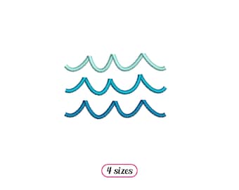 Waves Logo Machine Embroidery design - 4 sizes - INSTANT DOWNLOAD