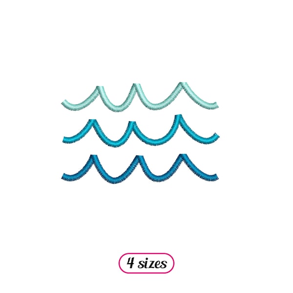 Waves Logo Machine Embroidery design - 4 sizes - INSTANT DOWNLOAD
