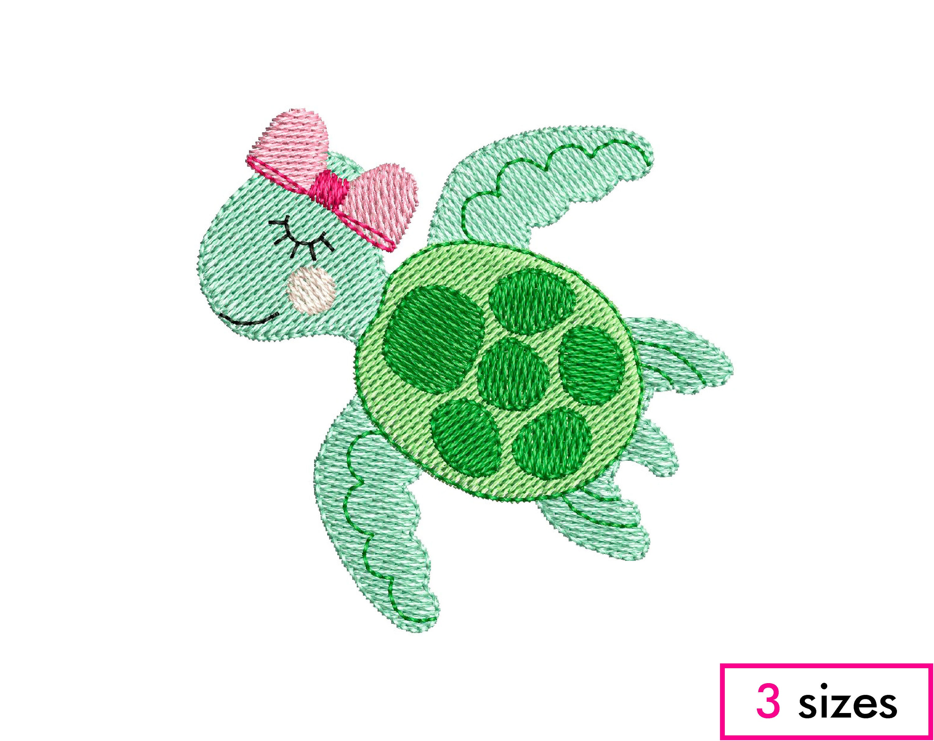 Mini Turtle Girl Machine Embroidery Design Cute Smiling - Etsy Sweden