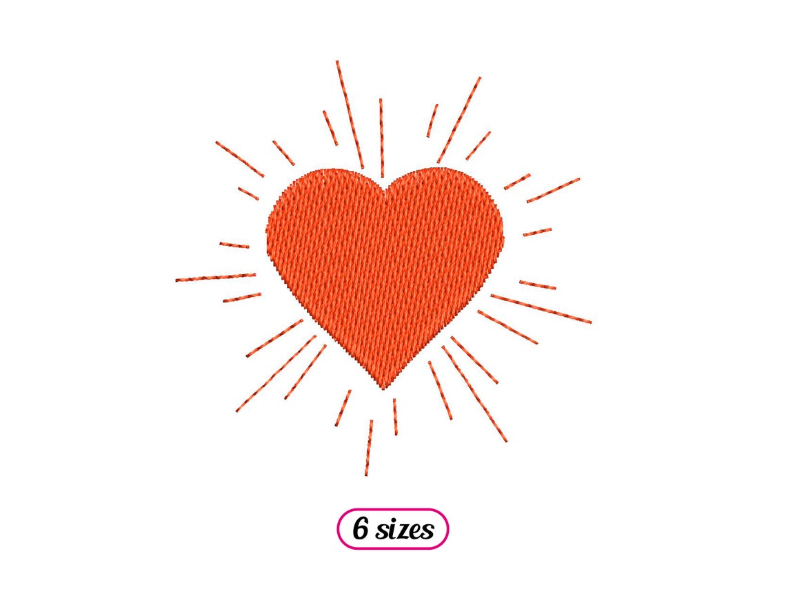 Mini Heart With Rays Machine Embroidery Design - 6 Sizes - INSTANT ...
