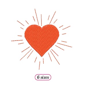 Mini Herz mit Strahlen Maschinenstickerei - 6 Größen - INSTANT DOWNLOAD