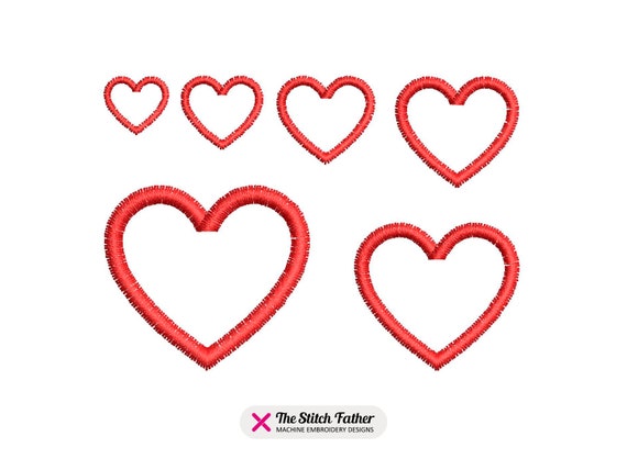Mini Hearts Satin Outline Machine Embroidery Design Simple Linear Hearts  Group of Hearts Satin Tiny Hearts Shapes INSTANT DOWNLOAD 