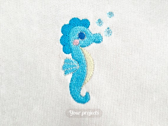 ミニタツノオトシゴの機械刺繍デザイン - 小さな海馬 - かわいい