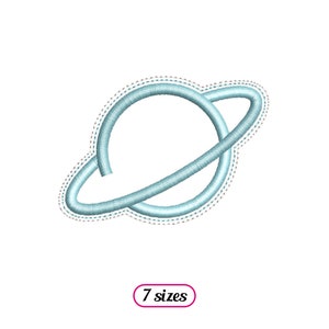 Maskinbroderidesign med planetlogotyp i linjär stil - 7 storlekar - DIREKT NEDLADDNING