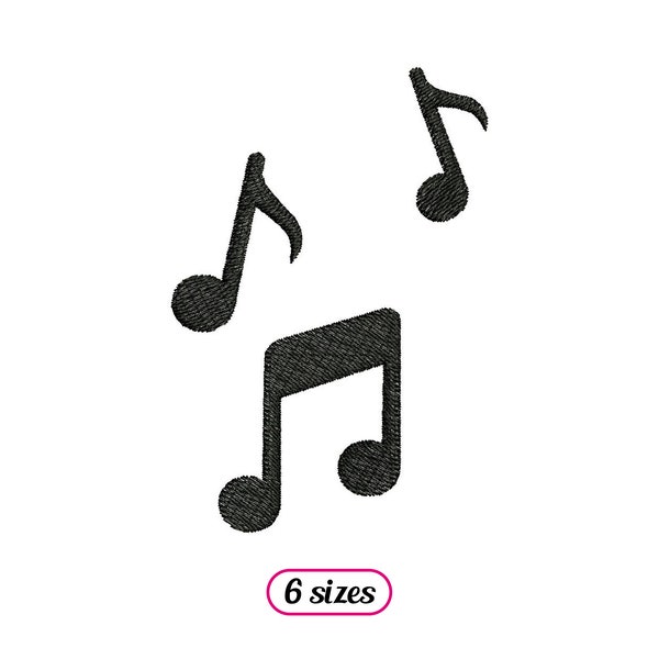 Mini Musical Notes Silhouette Machine Embroidery design – Song Notes Fill Stitch – Dancing Music Notes Shape - Sound Icon - INSTANT DOWNLOAD