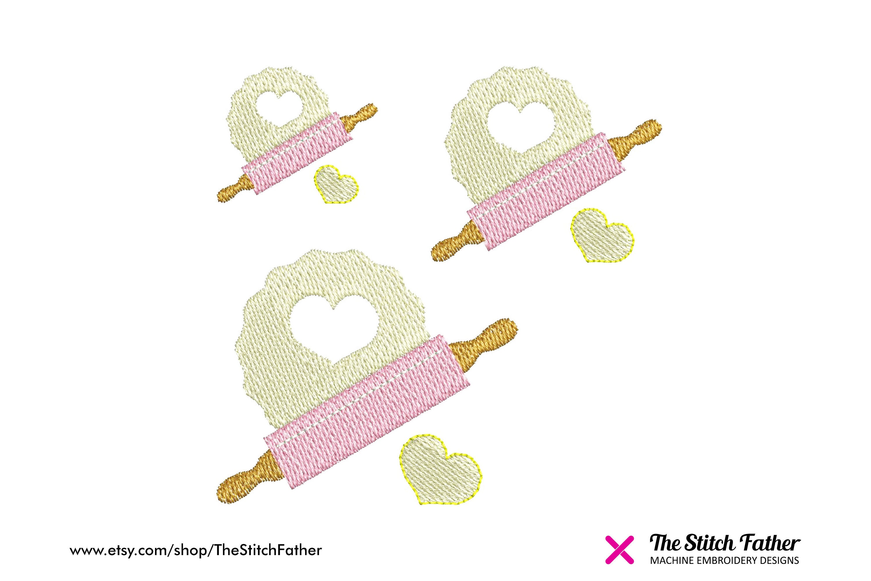 Mini Rolling Pin Embroidery design Baking Tool Heart Etsy