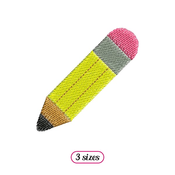 Mini-Bleistift-Maschinenstickdesign – Kleiner Bleistift mit Radiergummi – Niedlicher Graphitstift-Füllstich – Zeichenmaterial – SOFORTIGER DOWNLOAD