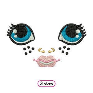 Doll Face Machine Embroidery design – Cute Doll Face – Precious Doll Girl Expression – Dolly Eyes Eyelashes Nose Mouth - INSTANT DOWNLOAD