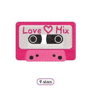 Diseño de bordado a máquina "Cinta de audio con mezcla de amor" - 4 tamaños - DESCARGA INMEDIATA