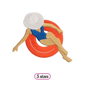 Retro Lady Schwimmring Stickdatei - 5 Größen - INSTANT DOWNLOAD