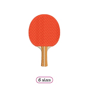 Könnte beinhalten: Orangefarbener und weißer Tischtennis Schläger mit einem Holzgriff. 6 Größen.