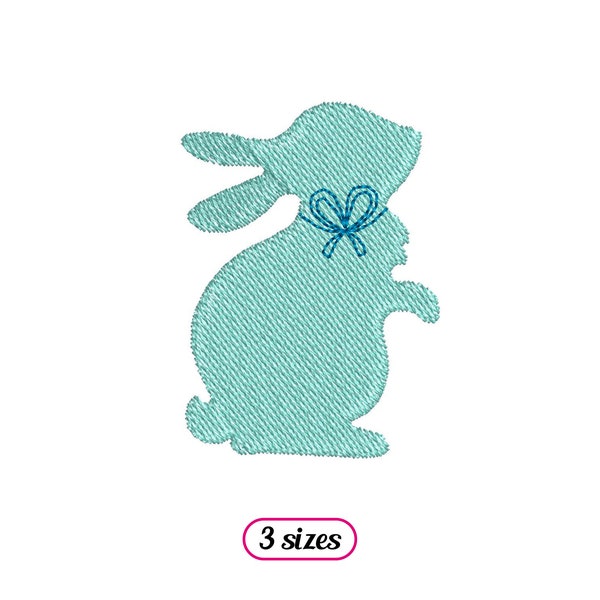 Mini Standing Bunny Machine Embroidery design - Cute Easter Bunny Bow Silhouette - Cuddly Rabbit with Ribbon Rabbit Shape - INSTANT DOWNLOAD