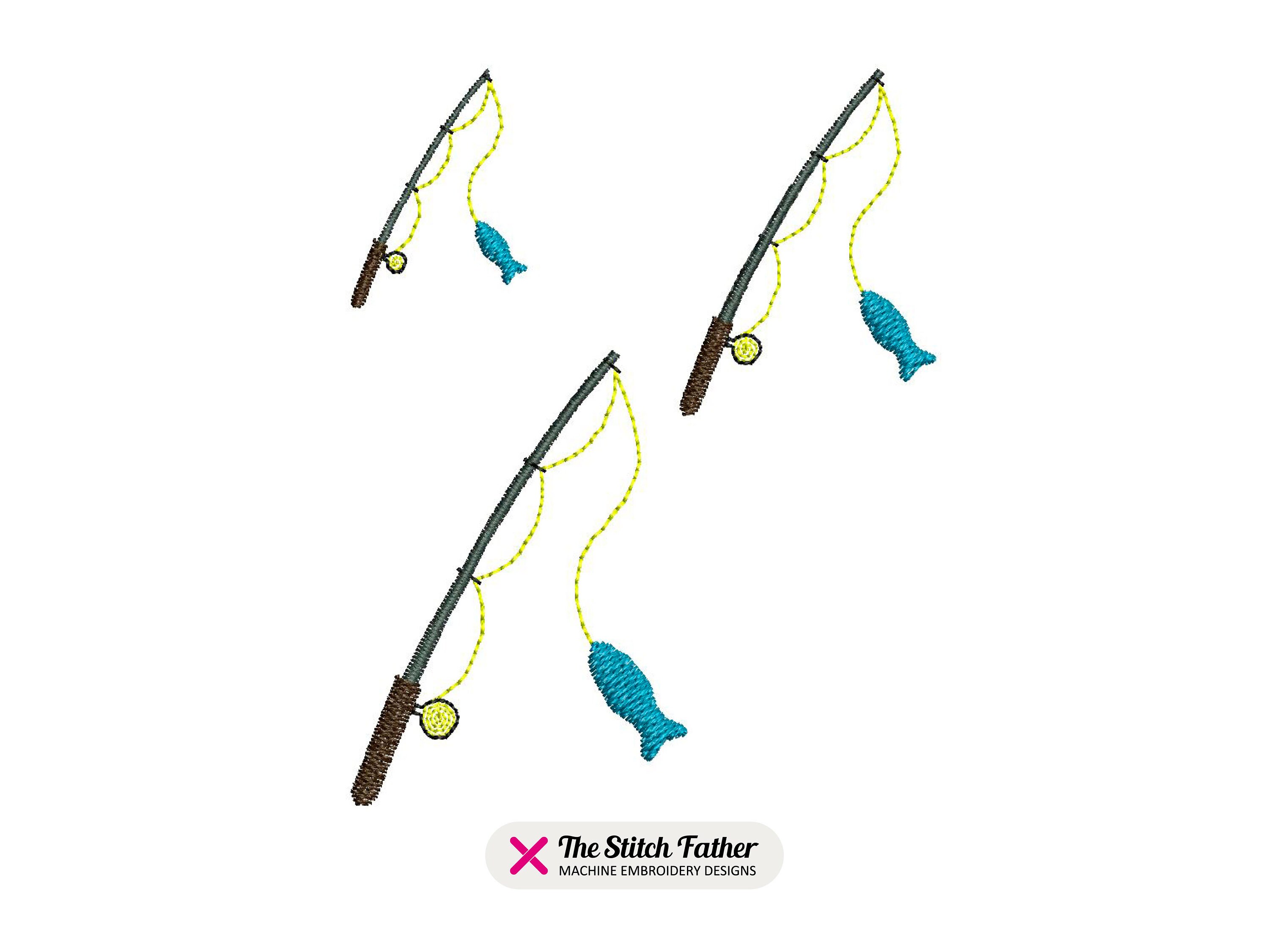 Mini Fishing Rod Machine Embroidery Design – Fishing Rod With Fish ...