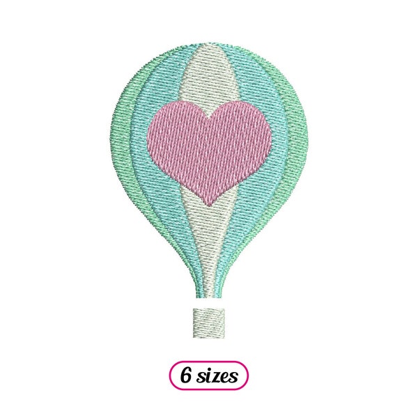 Mini Balloon Heart Machine Borduurontwerp - Schattige heteluchtballon – Love Balloon Fill Stitch - Babyborduurwerk - INSTANT DOWNLOAD