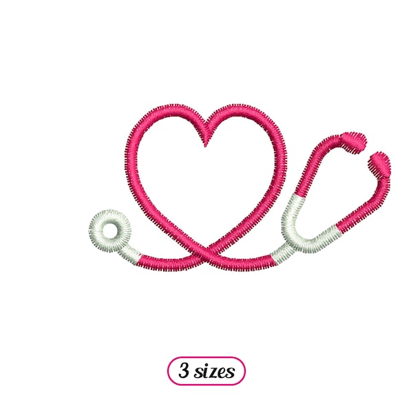 Mini Stethoscope Machine Embroidery design – Nurse Heart Shaped Stethoscope - Stethoscope with Heart – Medical Equipment - INSTANT DOWNLOAD