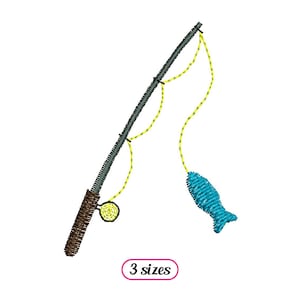 Mini motif de broderie machine à canne à pêche - canne à pêche avec poisson - matériel de pêche à la ligne de pêche à la ligne - attraper du poisson - TÉLÉCHARGEMENT IMMÉDIAT