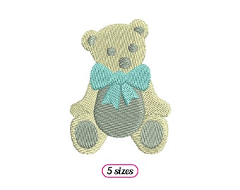 Teddy Bear with Bow Machine Embroidery design - 5 sizes - INSTANT DOWNLOAD