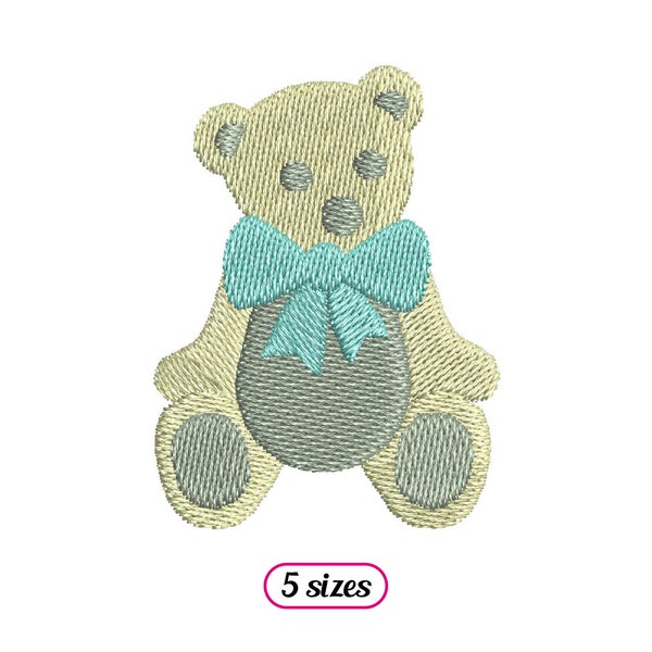 Teddy Bear with Bow Machine Embroidery design - 5 sizes - INSTANT DOWNLOAD