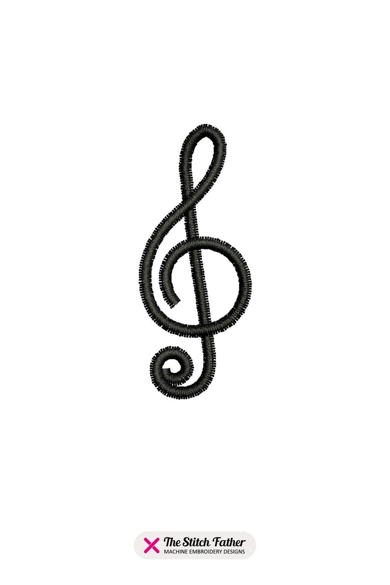 Mini Treble Clef Machine Embroidery design Treble Clef Silhouette Musical Note Linear Music Symbol G Clef Icon INSTANT DOWNLOAD image 3