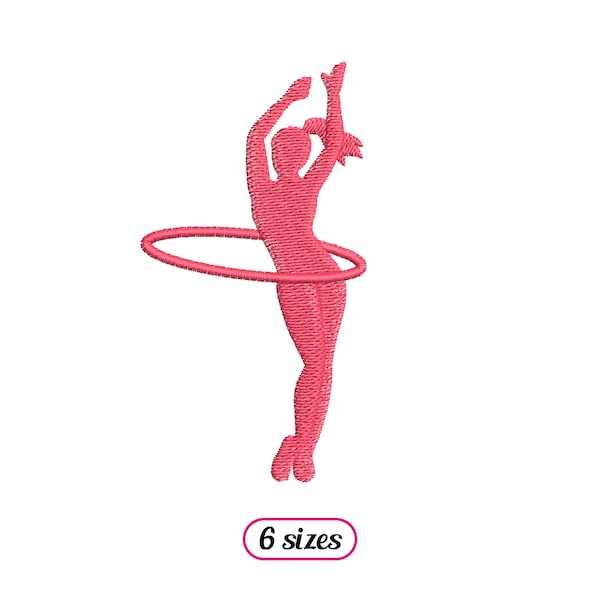 Hula Hoop Standing Girl Silhouette Machine Embroidery design - 6 sizes - INSTANT DOWNLOAD