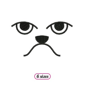 Grumpy Face Machine Embroidery design – Line Facial Expression Animal Unhappy - 6 sizes - INSTANT DOWNLOAD