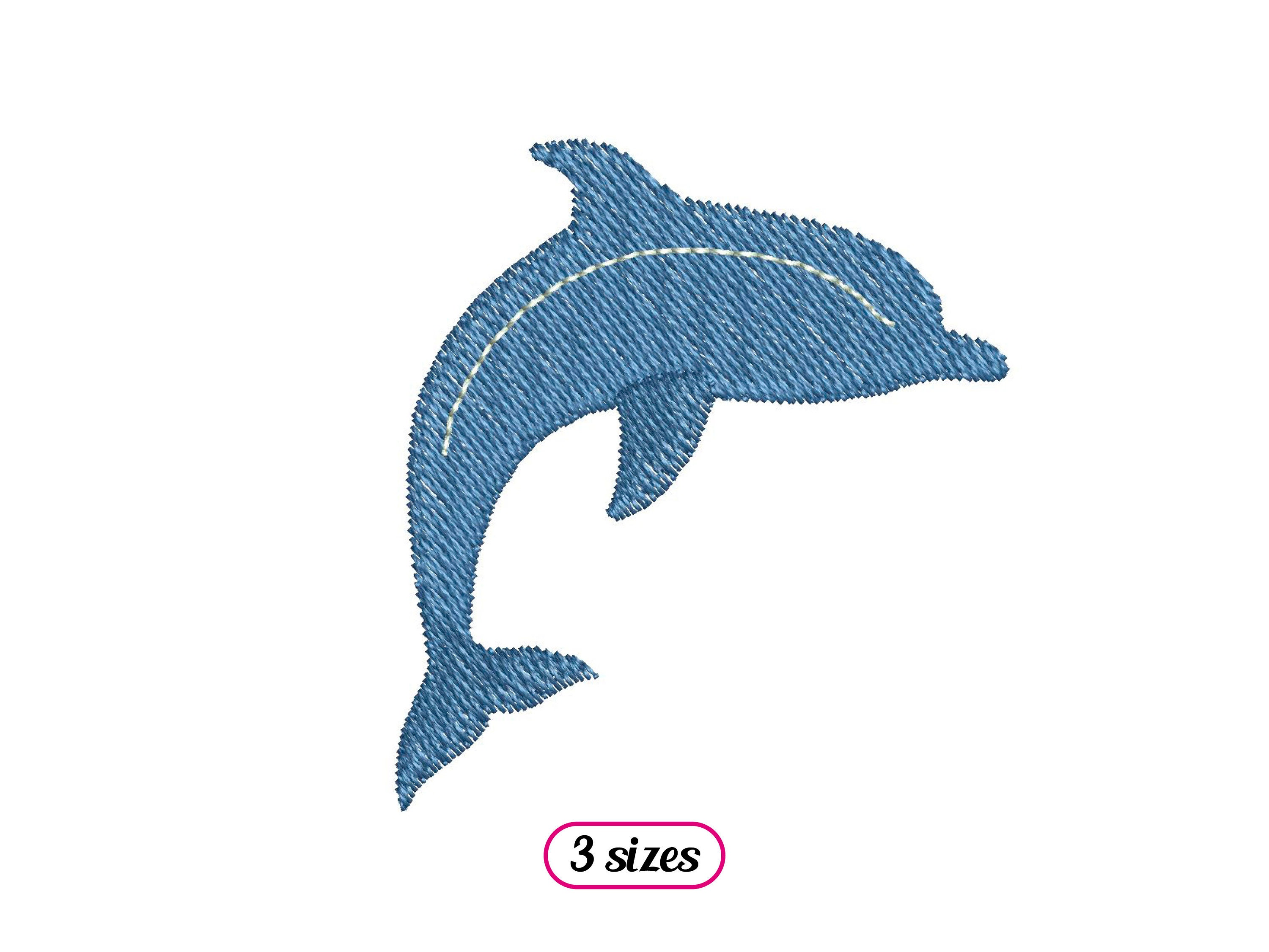 【WAIKEI】Dolphin Embroidery Short Padding 4色 Mini Dolphin Silhouette Machine Embroidery Design – Small