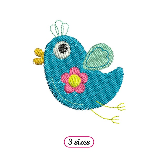 Mini Bird Flying Machine Embroidery design – Cute Bird Flower Pattern – Little Bird - Baby Bird Embroidery Animal - INSTANT DOWNLOAD