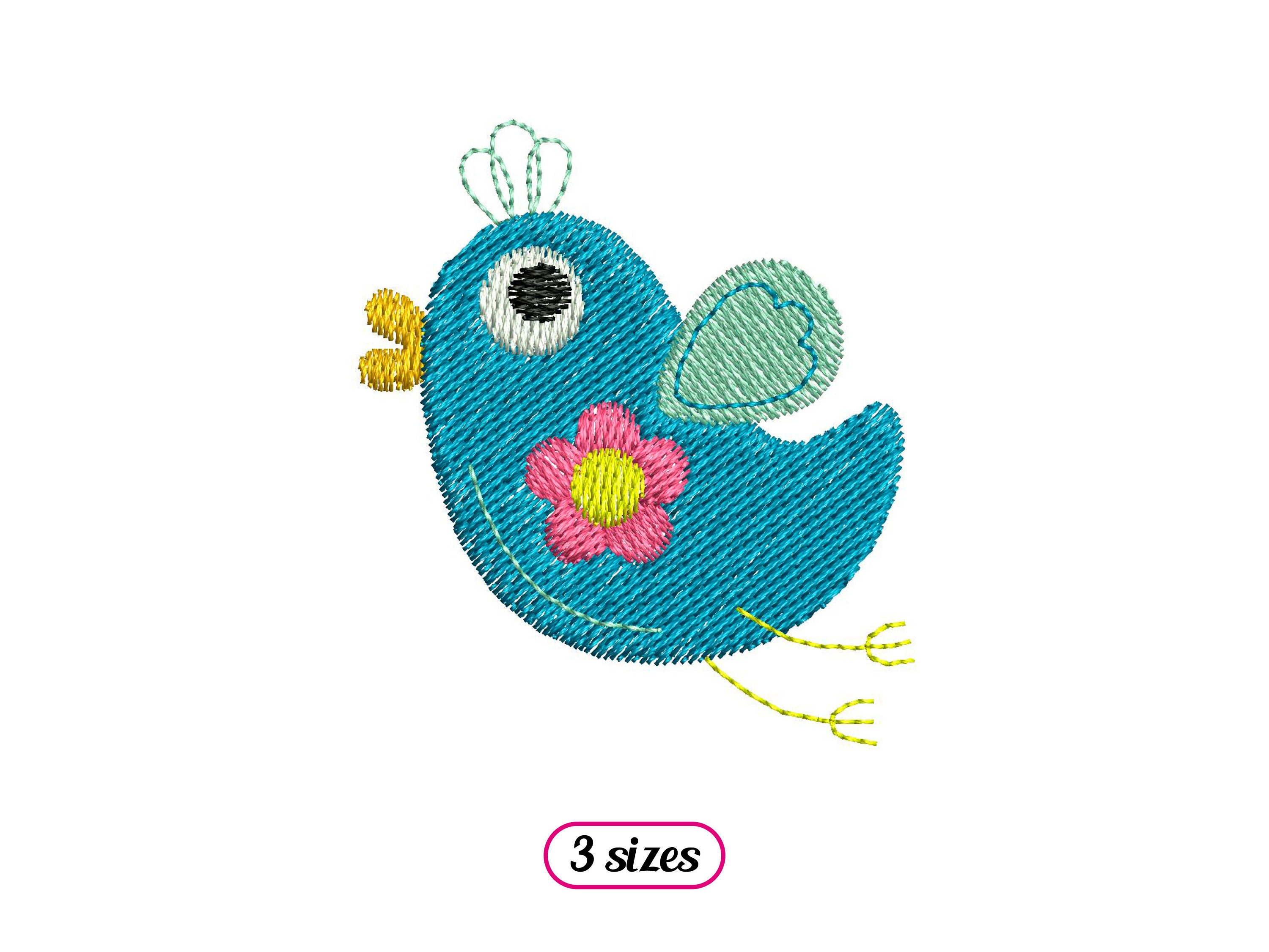Mini Bird Flying Machine Embroidery Design – Cute Bird Flower Pattern ...
