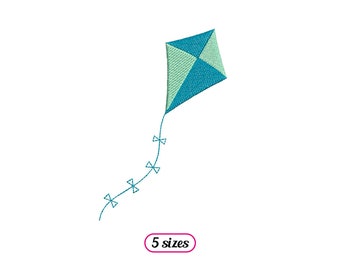 Mini Kite Machine Embroidery – Cute Kite Fill Stitch – Kite with Long Tail and Bows - Colorful Kite Flying in the Wind - INSTANT DOWNLOAD