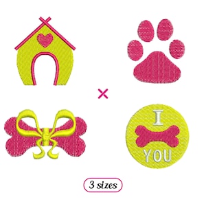 Mini Dog Set Máquina de Bordar desenhos – Casa de Cachorro, Estampa de Cachorro, Osso, Medalha - 3 tamanhos - DOWNLOAD INSTANTÂNEO