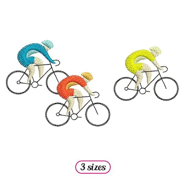 Mini Pack of Cyclists Machine Embroidery design - 3 sizes - INSTANT DOWNLOAD