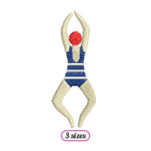 Retro Schwimmerin Oben Ansicht Maschinenstickerei - 3 Größen - SOFORTIGER DOWNLOAD