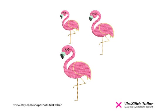 Flamingo Machine Embroidery Design Pink Flamingo Embroidery Pattern Exotic Green Leaves Embroidery Design Palm Leaf Embroidery Design