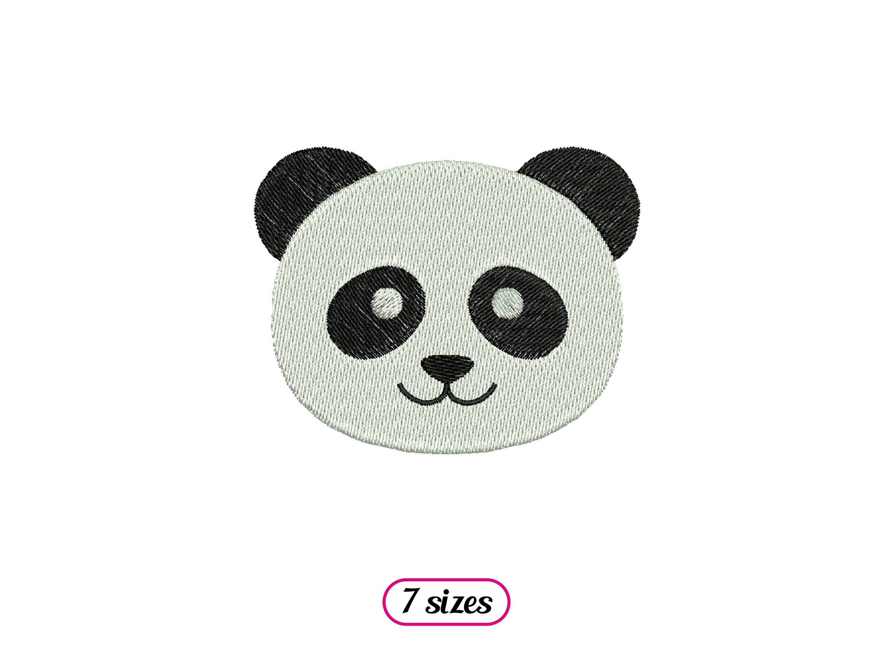 パンダの顔のミシン刺繍デザイン - 3サイズ - 即時ダウンロード - Etsy