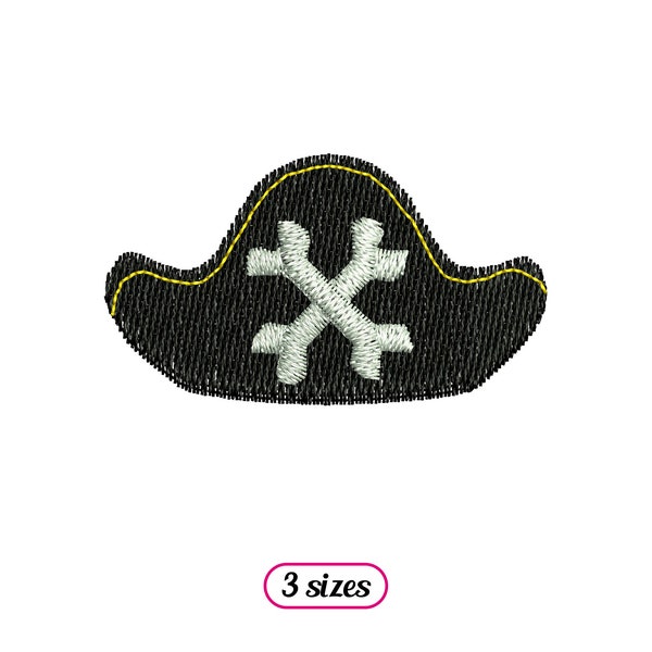 Mini Tricorn Pirate Hat Machine Embroidery design - 3 sizes - INSTANT DOWNLOAD