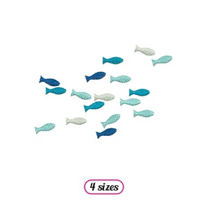 Many Little Fish 4x4 Machine Embroidery – Small School of Fish – Multiple Tiny Fishes – Group of Fish - Marine Pattern - INSTANT DOWNLOAD