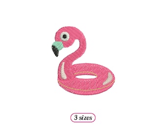 Mini Flamingo Rubber Ring Machine Embroidery design – Inflatable Pink Flamingo Swimming Pool – Summer Inner Tube Flamingo - INSTANT DOWNLOAD
