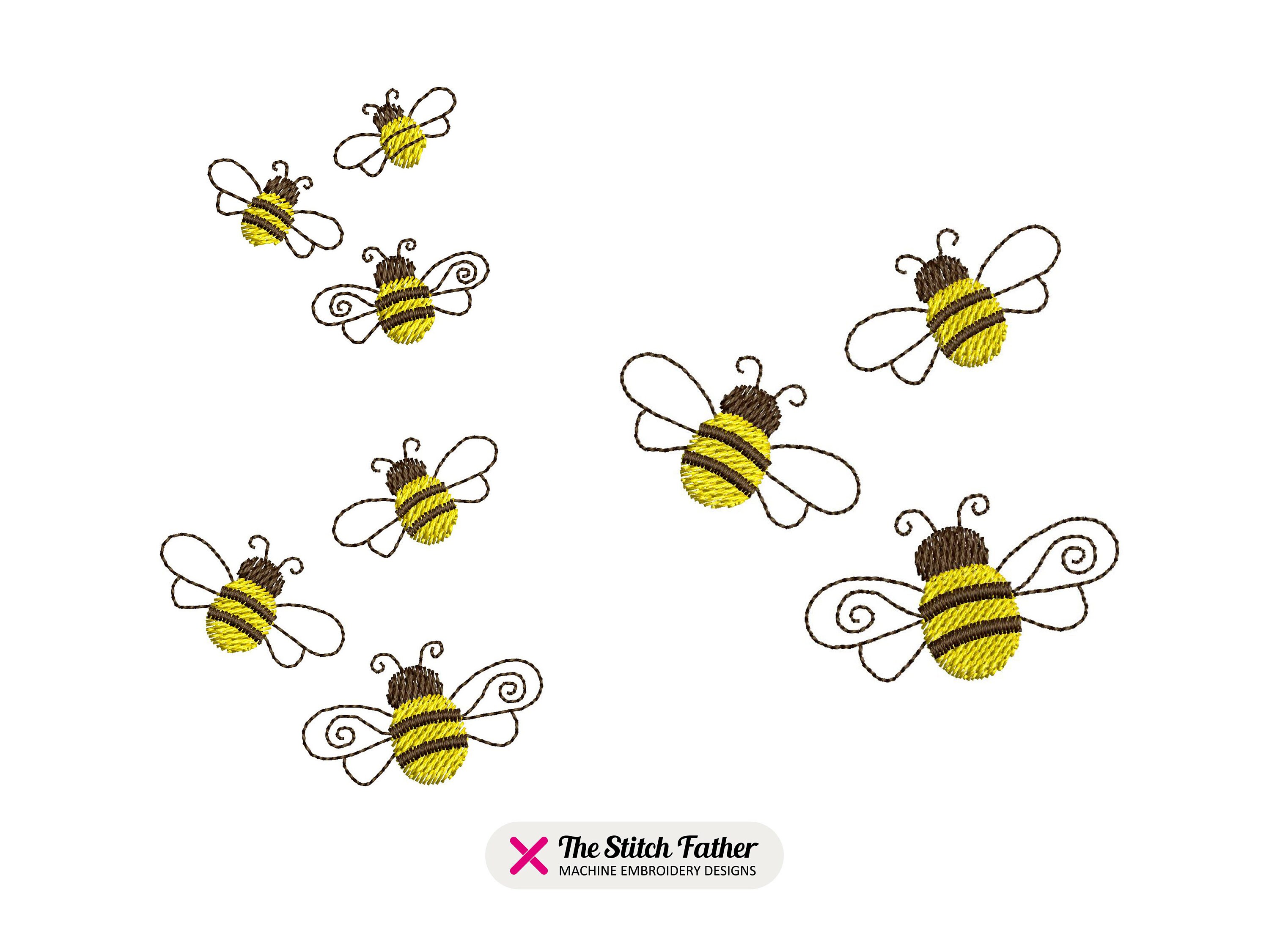 Mini Cute Flying Bees Machine Embroidery Design - 3 Sizes - INSTANT ...