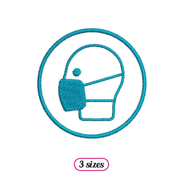 Mini Face Mask Icon Machine Embroidery design – Face Shield Pictogram - Breathing Protection – Mandatory Mask Wearing - INSTANT DOWNLOAD